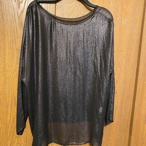 MNG Sheer Metallic Shimmer Dolman Blouse New